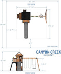 Backyard Discovery Canyon Creek Cedar Wood Swing Set with Wave Slide, Clubhouse, Play Kitchen, Picnic Area, Swings and Rock Wall