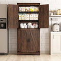 71" Tall Farmhouse Kitchen Pantry Cabinet, 5 Layers Storage Cabinet with Adjustable Shelves, Farmhouse Pantry Cabinet with 4 Barn Doors