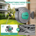 AUOSHI Retractable Garden Hose Reel 1/2" 100ft Automatic Hose Reel with 10 Function Sprayer Nozzle Wall Mount 180 Deg Swivel Bracket Hose Reel with Any Length Lock Slow Return System