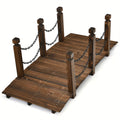 5ft Rustic Wooden Garden Bridge with Railings - Sturdy Fir Footbridge, Weather - Resistant Outdoor Walkway for Weddings, Home Decor, and Gardens, Supports up to 500 lb, Natural Brown Finish