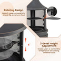 30" 2-in-1 Metal Chiminea Fire Pit with Adjustable Grill & Chimney, Outdoor Wood Burning Chiminea Fireplace with Spark Screen for Patio Backyard BBQ