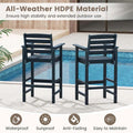 Adirondack Bar Chairs Set of 2/4, 29" HDPE Bar Height Outdoor Stools w/ Backrest & Footrest, All-Weather Backyard Patio High-Top Chairs