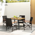 Tangkula 5 Pieces Patio PE Wicker Dining Set, Outdoor Dining Table and Chairs with Cushions