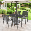 AECOJOY 51”x31” Metal Patio Dining Table Rectangular Outdoor Table with 1.73" Umbrella Hole