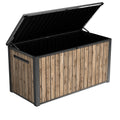Keter Signature 170 Gallon Durable Resin Outdoor Deck Box Storage Organization, Pine