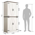 71" Tall Farmhouse Kitchen Pantry Cabinet, 5 Layers Storage Cabinet with Adjustable Shelves, Farmhouse Pantry Cabinet with 4 Barn Doors