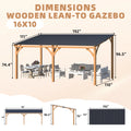 AECOJOY 16x10 Outdoor Wooden Pergola Gazebo with Curtains and Netting for Patio