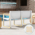 All-Weather Plastic Outdoor Patio Bench, 2-Person Garden Loveseat with Curved Backrest & Slatted Design for Backyard, Poolside, Deck