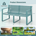 All-Weather Plastic Outdoor Patio Bench, 2-Person Garden Loveseat with Curved Backrest & Slatted Design for Backyard, Poolside, Deck