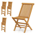 Tangkula Patio Folding Chairs Set of 2/4, Outdoor Teak Wood Chairs w/Slatted Seat & Backrest, X-Shaped Frame