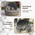 Tangkula Patio Round Daybed with Retractable Canopy(Grey)