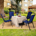 Set of 4 Outdoor Stackable Dining Chairs with Breathable Fabric, All Weather Patio Dining Chairs, 330LBS Heavy Duty Rustproof Steel Frame