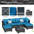 AECOJOY 7 Piece Outdoor Patio Furniture Set, Black& Peacock Blue