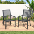 AECOJOY Outdoor Patio Dining Chairs with Armrest, Stackable Arm Chairs