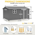 AECOJOY 12x10 FT Outdoor Storage Shed Metal, Large Garden Tool Sheds, Waterproof Steel Utility Storage Building