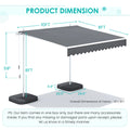 AECOJOY Free Standing Retractable Awning, 10'x8' Patio Awnings Outdoor Manual Sun Shade Shelter, Dark Grey