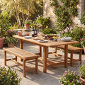 Tangkula 41.5" Patio Backless Bench with Slatted Seat
