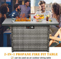 Layinsun 44" Propane Gas Fire Pit Table, 55000 BTU Rectangular Fire Pit with Glass Wind Guard for Outside Patio Deck Garden Backyard