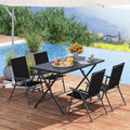 Tangkula Foldable Outdoor Dining Table 48inch x 30inch Rectangular Metal Patio Table with Slatted Tabletop