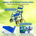Heavy Duty Metal Garden Hose Reel Cart Holds 300FT of 5/8" Hose with 4 Wheels & Storage Basket, Portable Water Hose Organizer for Yard Lawn