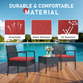 Tappio Outdoor Furniture 3 Piece Patio Bistro Furniture Set, Rattan Conversation Chairs Set with Side Table and Cushions, Patio Furniture Sets for Balcony Garden Porch, Red