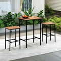 Tangkula 3 Pieces Acacia Wood Patio Bar Set