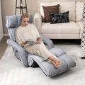 6 - Position Adjustable Floor Sofa Bed, Folding Lazy Sofa Chaise Lounger Recliner with Armrests & Footrests for Living Room, Bedroom & Gaming