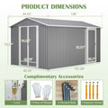 AECOJOY 8x12 FT Outdoor Metal Storage Shed with Additional Side Door, Large Tool Shed with 2 Lockable Doors