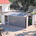 AECOJOY 10x14 FT Outdoor Metal Storage Shed, Large Garden Shed Tool Shed with 3 Lockable Doors & Side Door