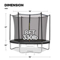 MARNUR 8FT Trampoline for Kids Trampoline with Enclosure Net, Ladder, Wind Stakes, Outdoor 330 lb Weight Capacity