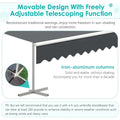 AECOJOY Free Standing Retractable Awning, 13'x10' Patio Awnings Outdoor Manual Sun Shade Shelter, Dark Grey