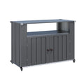 AECOJOY Outdoor Grill Table with Storage Cabinet Weatherproof, Outdoor Kitchen Island, Grill Cabinet Cart with Storage