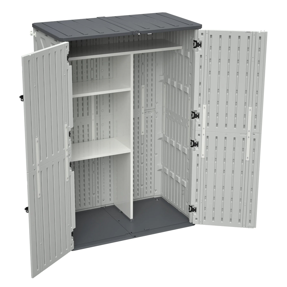 AECOJOY 61.6 Cu.ft Outdoor Resin Storage Shed with Easy Lift Hinges & Adjustable Divider