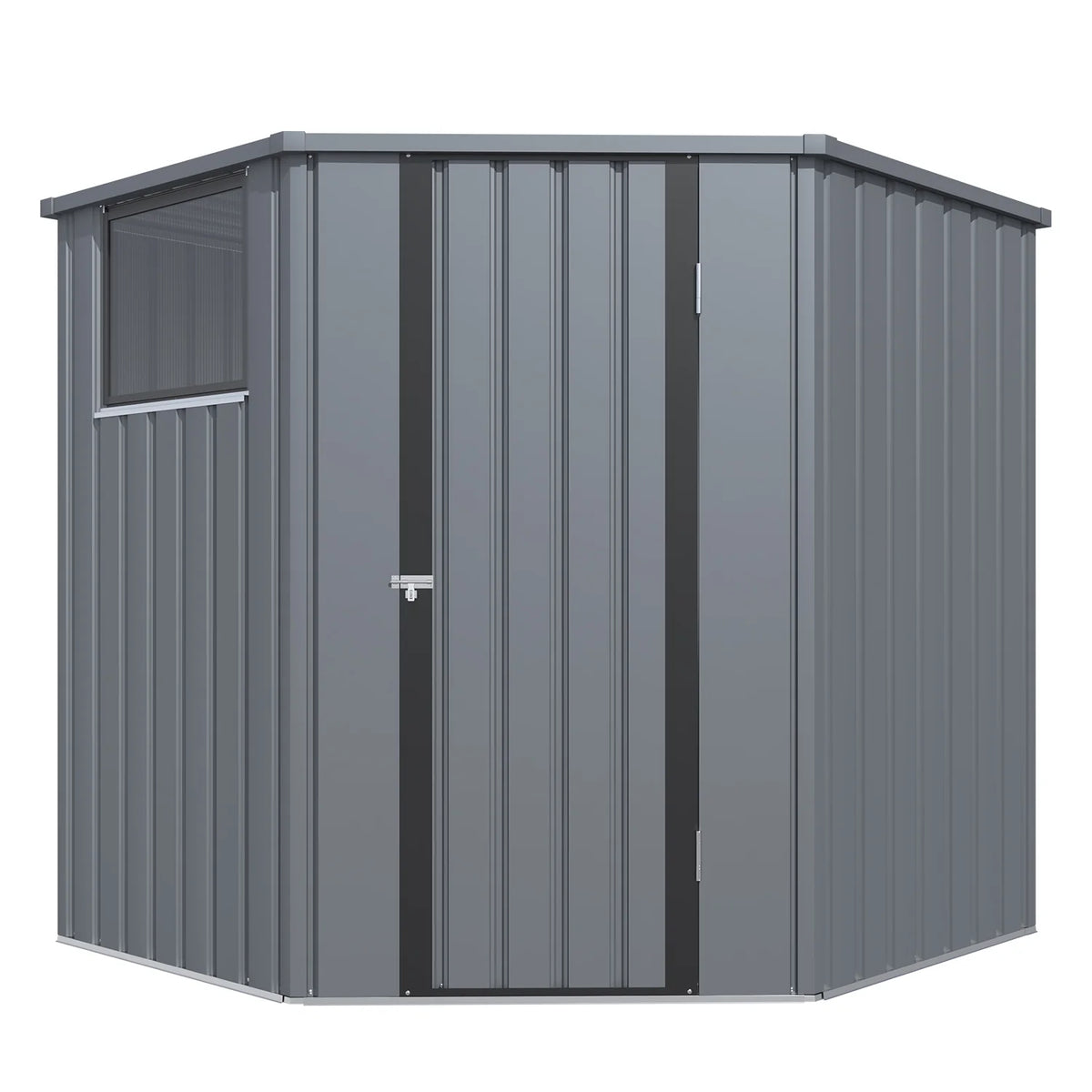 AECOJOY Corner 6x6 Storage Sheds & Outdoor Storage with Openable Windows & Lockable Doors, Utility and Tool Storage