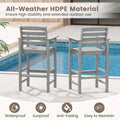 Adirondack Bar Chairs Set of 2/4, 29" HDPE Bar Height Outdoor Stools w/ Backrest & Footrest, All-Weather Backyard Patio High-Top Chairs