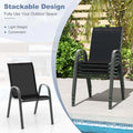 Set of 4 Outdoor Stackable Dining Chairs with Breathable Fabric, All Weather Patio Dining Chairs, 330LBS Heavy Duty Rustproof Steel Frame