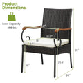 Tangkula 5-Piece Outdoor Dining Set with Acacia Wood Table & 4 Wicker Rattan Armrest Chairs