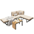 AECOJOY 4 Piece Metal Patio Furniture Set with Waterproof Cover, Convertible Outdoor Daybed with Coffee Table
