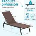 AECOJOY Patio Lounge Chairs, Outdoor Chaise Lounge with Wheels, Brown, 2PCS