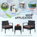 Tappio Outdoor Furniture 3 Piece Patio Bistro Furniture Set, Rattan Conversation Chairs Set with Side Table and Cushions, Patio Furniture Sets for Balcony Garden Porch, Red