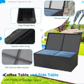 AECOJOY 7 PCS Outdoor Patio Furniture Sets with 2 Storage Boxes, Black & Dark Blue