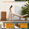 Tangkula Folding Lounge Chairs Outdoor Set of 1/2 Patio Eucalyptus Wood Chaise Lounge