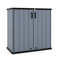 23.5 Cu.ft Outdoor Storage Shed, 175 Gallon All-Weather Resin Patio Deck Box with Floor & Lockable Door, Waterproof Horizontal Garden Tool Shed