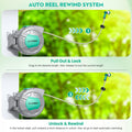 AUOSHI Retractable Garden Hose Reel 1/2" 100ft Automatic Hose Reel with 10 Function Sprayer Nozzle Wall Mount 180 Deg Swivel Bracket Hose Reel with Any Length Lock Slow Return System