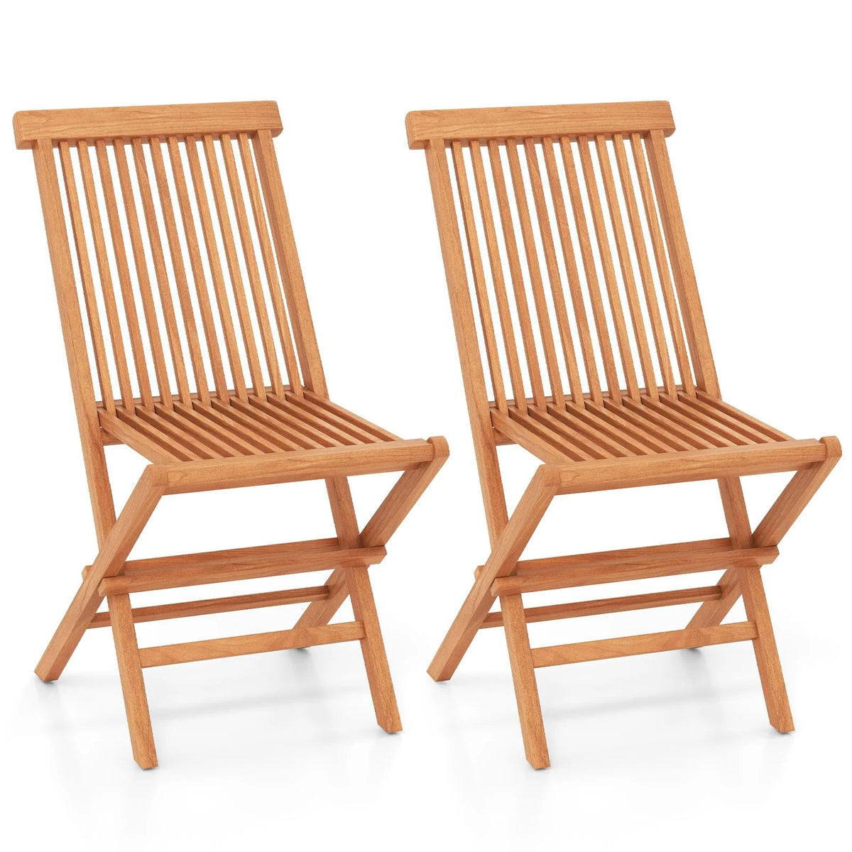 Tangkula Outdoor Folding Chairs with High Back and Slatted Seat