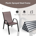 Set of 4 Outdoor Stackable Dining Chairs with Breathable Fabric, All Weather Patio Dining Chairs, 330LBS Heavy Duty Rustproof Steel Frame