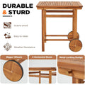 AECOJOY 5 Piece Outdoor Patio Dining Set, Acacia Wood Outdoor Table and Chairs with Wheels