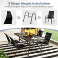 Set of 4 Outdoor Stackable Dining Chairs with Breathable Fabric, All Weather Patio Dining Chairs, 330LBS Heavy Duty Rustproof Steel Frame