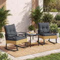Tangkula 3 Pieces Outdoor Rocking Chairs Set for Garden