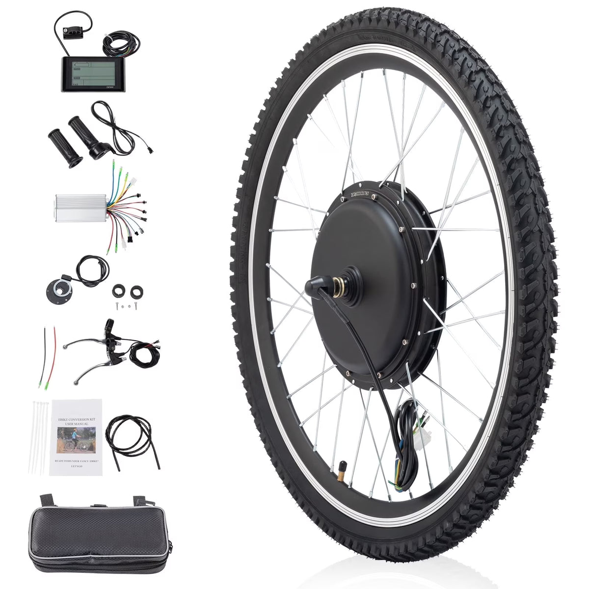 Ktaxon 48V 1000W Electric Bicycle Motor Kit, 26" Front Wheel E - Bike Conversion Kit W/ LCD Display (without Battery)